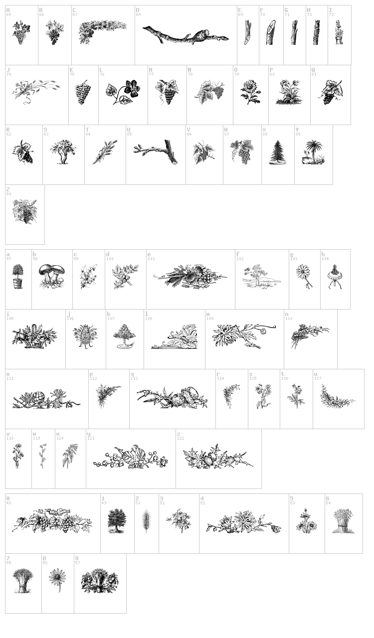 Vegetable Breathe font map